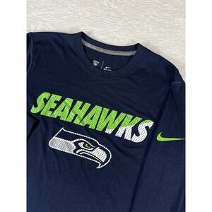 Nike Dri Fit Seattle Seahawks NFL‎ Blue Long Sleeve Graphic T Shirt Men's Medium